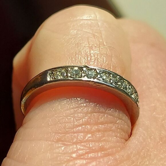 Tiny Silver Tone Cubic Zircona Band size 4.5 - Picture 7 of 11
